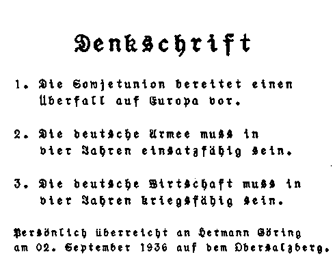 Denkschrift 1936 - Kriegsfähig